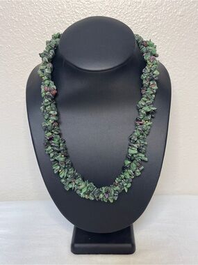Multi Strand Natural Green & Pink Ruby Zoisite 21" long